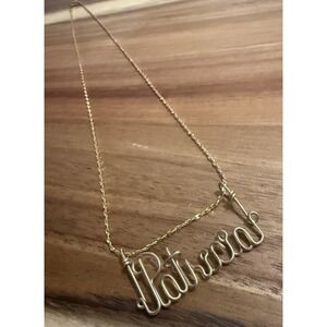 "Patricia" Custom Cursive Wire Metal Necklace Gift Gold Tone